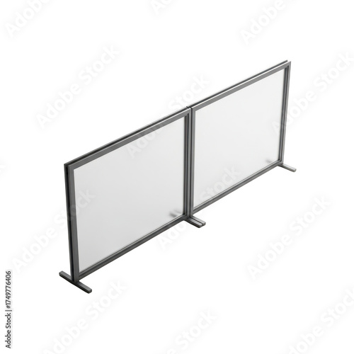 Wallpaper Mural 3d rendering of two modern metal framed display panels on sturdy stands for exhibitions transparent background Torontodigital.ca
