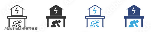 Earthquake safety place icon set, vector illustration .