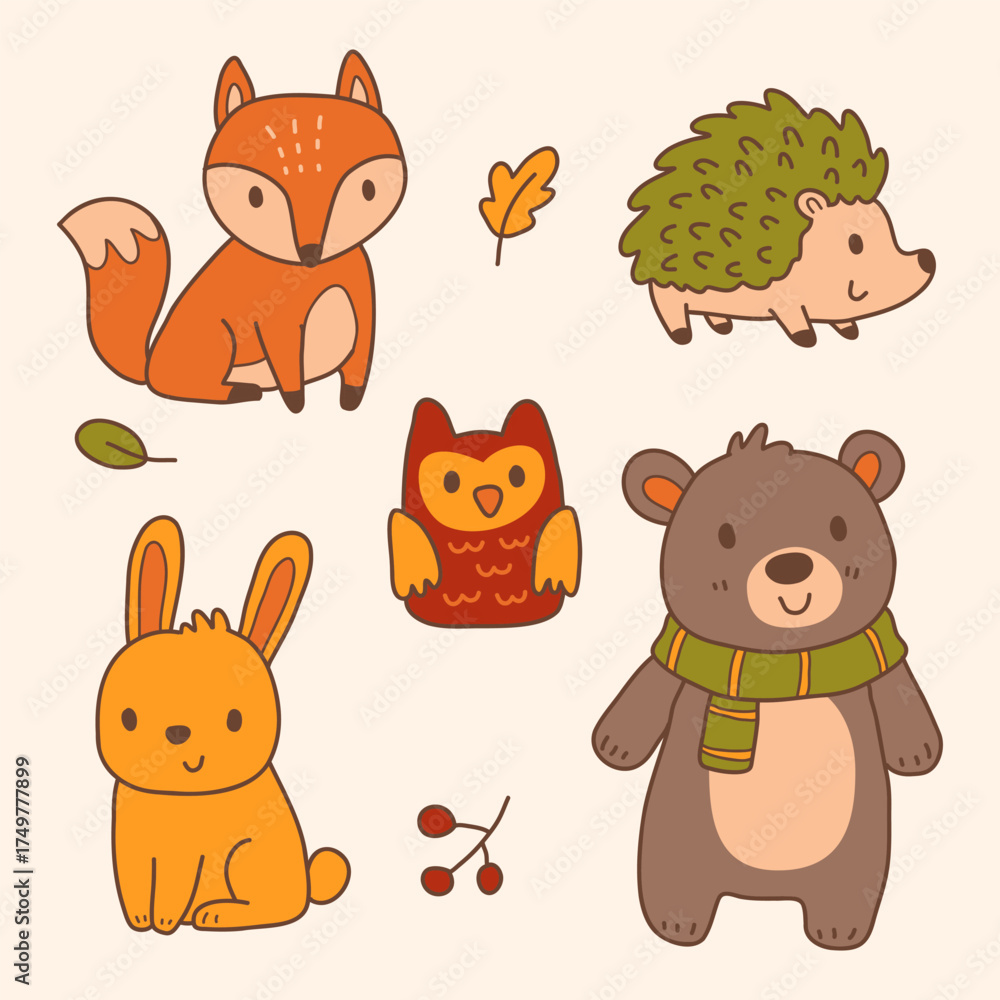 Fototapeta premium Autumn Animal Collection