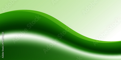 Abstract White and Green wave wide background banner modern arts