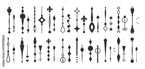 Analog Clock Hands Collection,  Vector Black Arrows for Time, Watch Pointers, Hour and Minute Hand Pairs, Classic Monochrome Timepiece Components Isolated on White Background