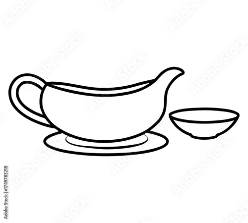 Sauce dish line art vector, gravy plate outline drawing, minimal kitchen design, liquid food sketch, clean modern vector, restaurant element art, black contour minimalism, cooking utensil