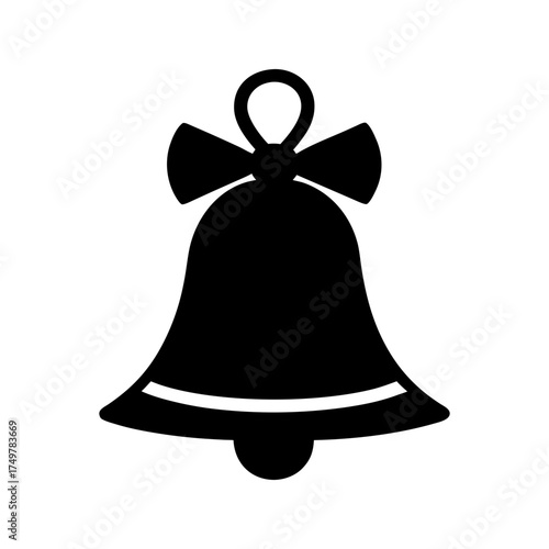 Bell with Ribbon Silhouette Vector