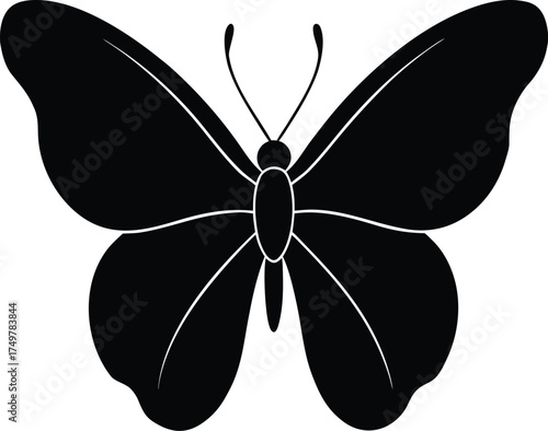 Black Butterfly Silhouette Flat Vector