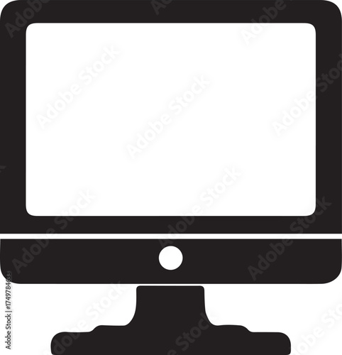 black vector icon of a computer on a white background, simple design, flat style, logo-like appearance