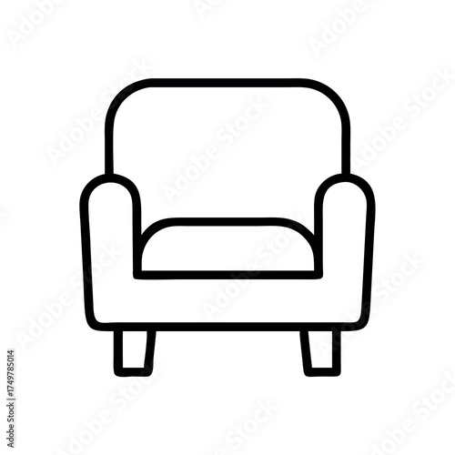 Simple line drawing of a comfortable armchair icon for furniture and design