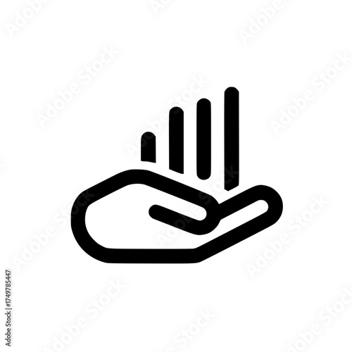 Bar chart icon resting on open palm representing data support and business growth concept