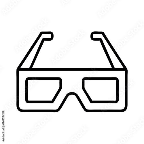 Simple line art icon of classic red cyan 3d glasses for viewing movies