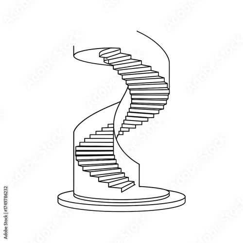 Elegant spiral staircase drawing with clean lines