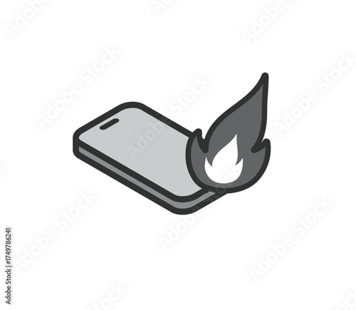 携帯　スマホ　発火事故のアイコンイラスト