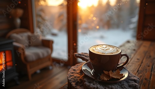 : Cozy Winter Morning with a Warm Cup of Coffee