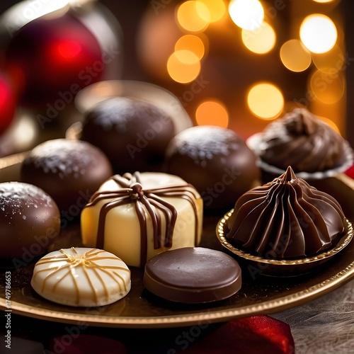 Assortment of Gourmet Chocolate Truffles and Pralines