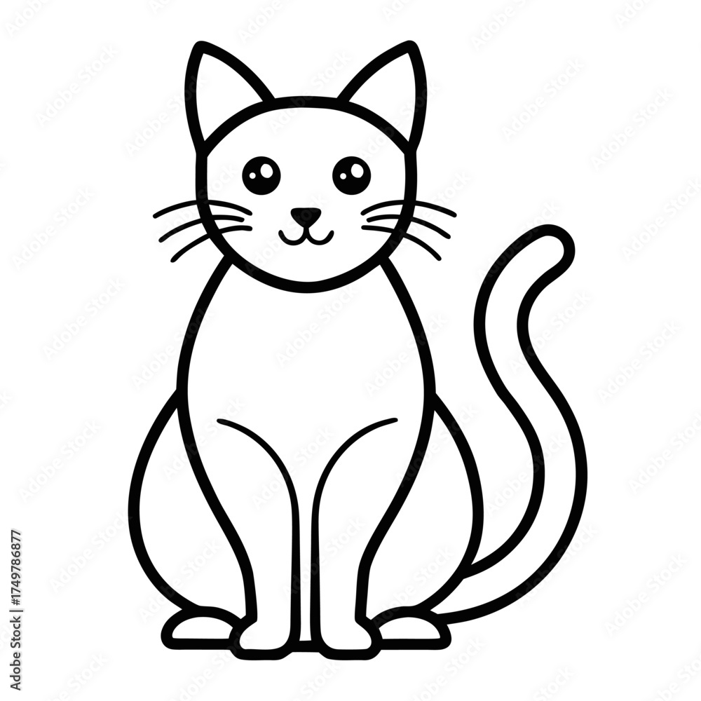 Obraz premium Cat outline vector on white background