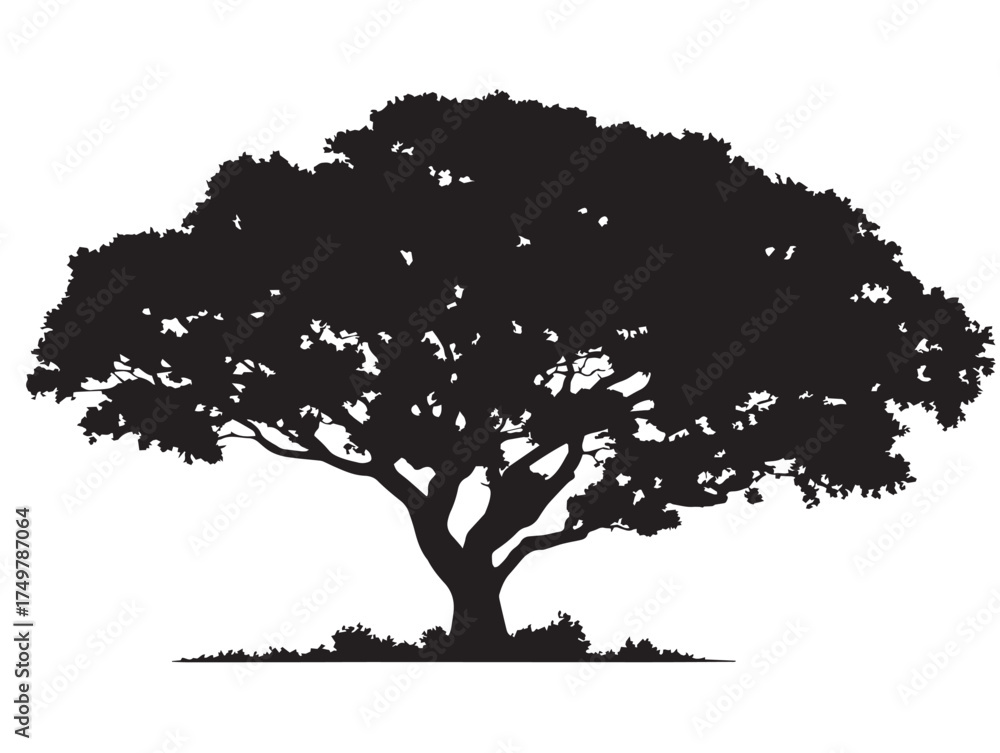 Fototapeta premium Lifeline Tree Silhouette 2D Vector Line Art Design