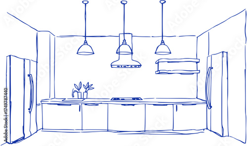Simple Kitchen Sketch: Modern Design Concept