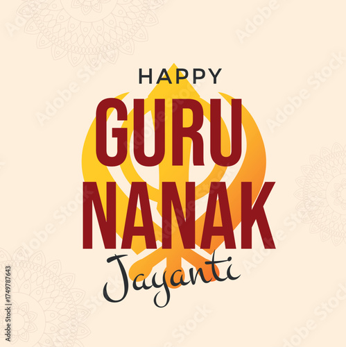 Indiana celebration Guru Nanak Jayanti card. Vector illustration