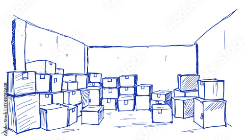 Storage Room Overflowing with Cardboard Boxes