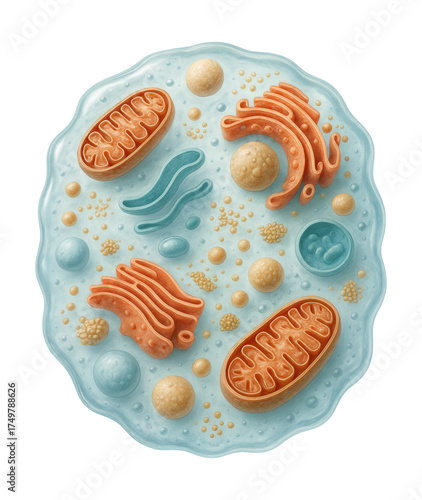 Gel-like cytoplasmic matrix with suspended organelles.