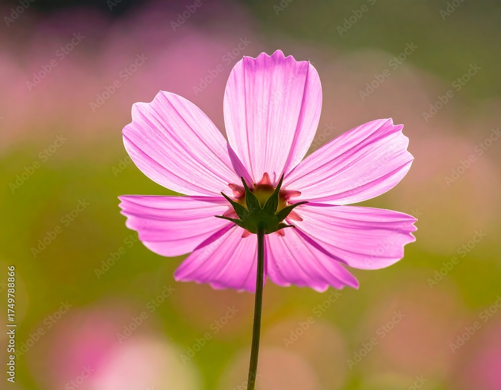 Obraz premium Backlit pink flower against a blurry background