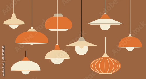Colorful hanging pendant lamps in modern minimalist style  