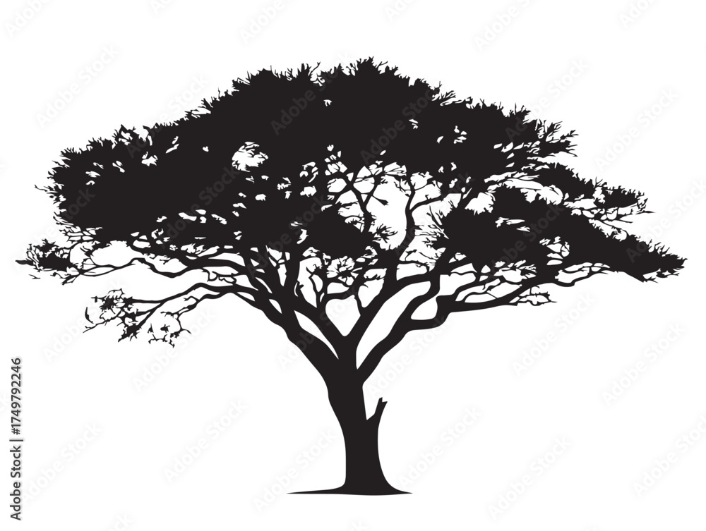 Obraz premium Abstract Network Tree 2D Vector Line Art Design