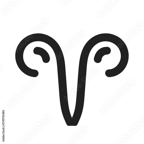 Aries zodiac sign icon in black on a white background  