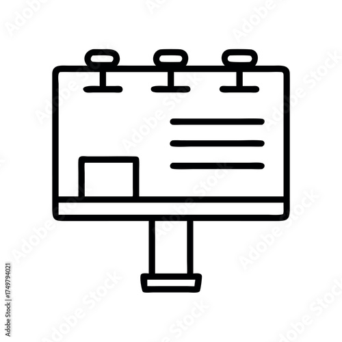 Simple line art icon of a billboard displaying advertisements and text