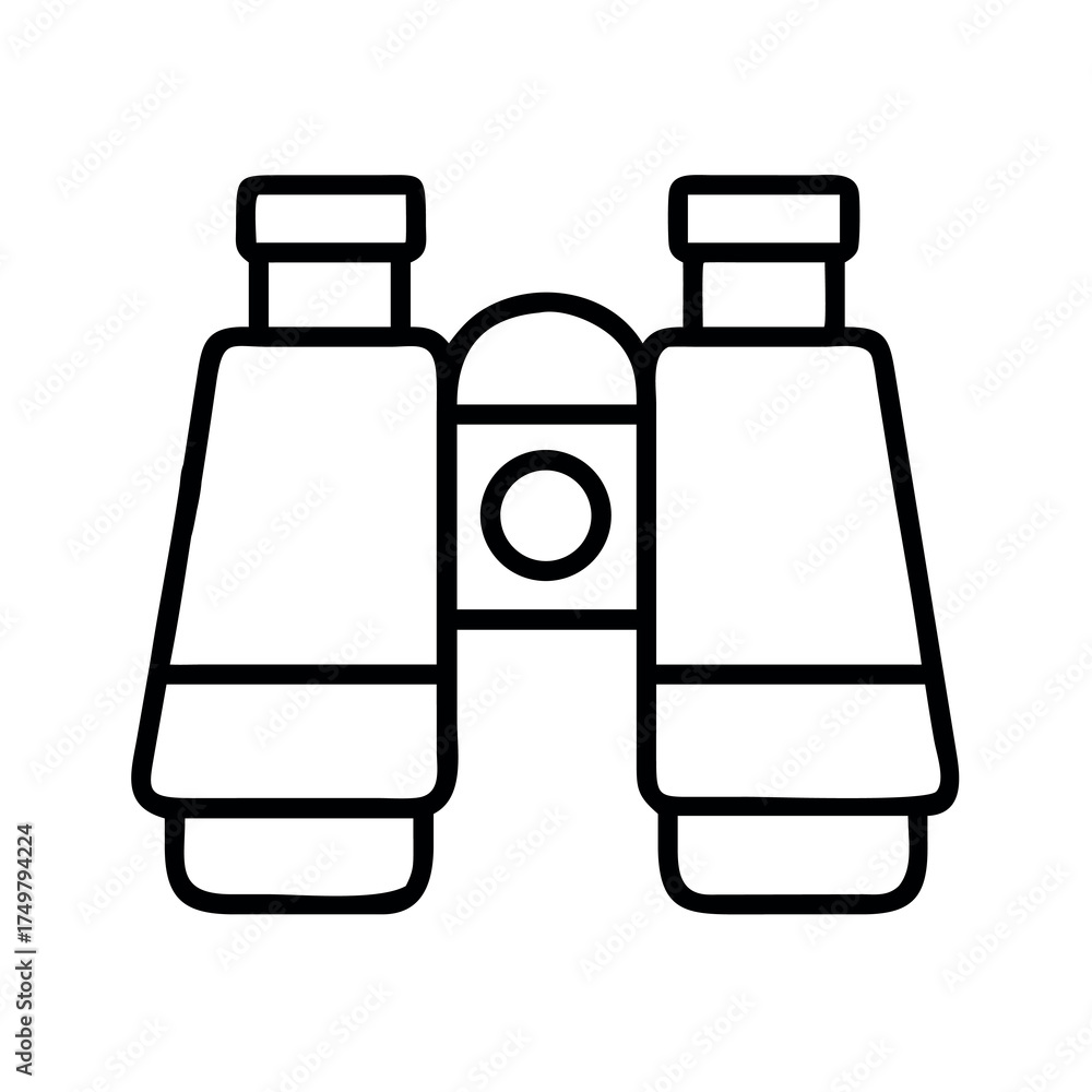 Fototapeta premium Simple outline icon of binoculars for observation and exploration