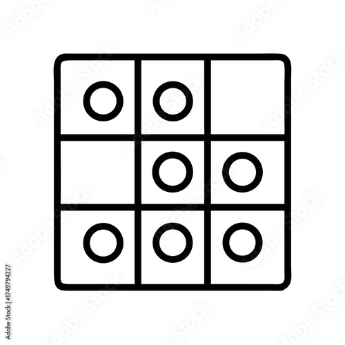 A partially filled tic tac toe board with circles representing player o