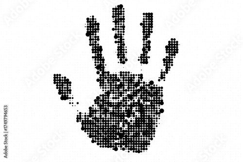 Black and white halftone handprint