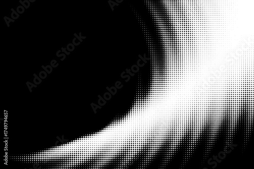 Curved black and white halftone pattern