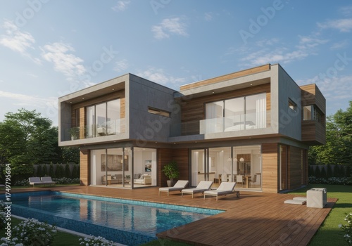 Wallpaper Mural Modern Luxury House with Swimming Pool and Contemporary Design Torontodigital.ca