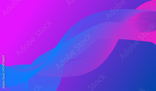 Neon line wave art vector background. Dynamic intersecting luminous wave, featuring an intense blue, pink, purple, and orange gradient palette
