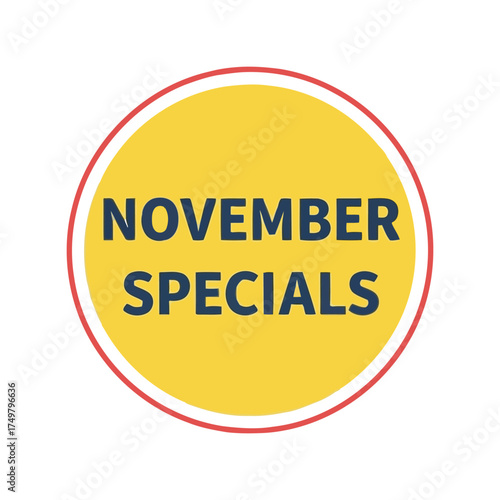 November specials circular icon for seasonal sales and promotions bright design vector