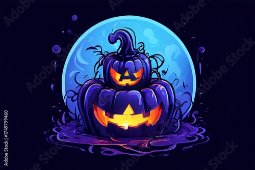 halloween pumpkin with bats
