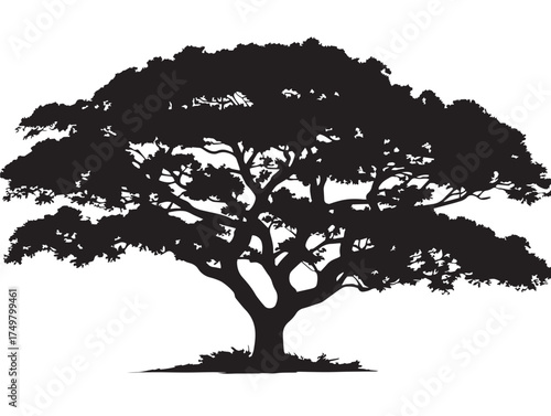 Bold Titan Tree Design in Minimalist 2D Vector Line Art  