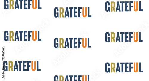 Pattern of grateful typography with colorful abstract brush strokes meaning thankful sentiment vector