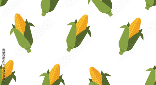 Fresh sweet corn kernels harvested healthy food pattern organic vegetable summer season ingredient vector