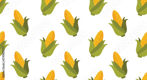 Fresh organic corn on the cob seamless pattern healthy food harvest texture vector