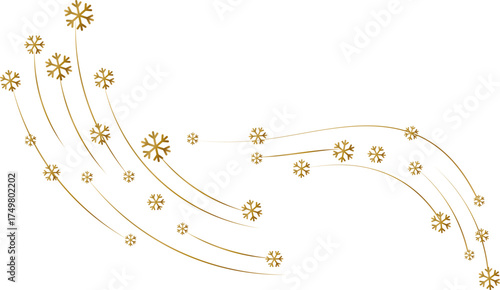 Golden Snowflakes border. Christmas card vector illustration