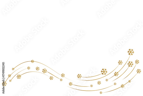 Golden Snowflakes border. Christmas card vector illustration