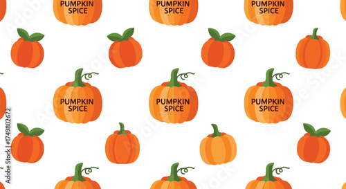 Seamless pattern cute watercolor pumpkins autumn fall harvest seasonal design for decoration and design projects vector