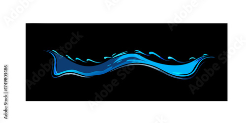 Abstract Illustration of a Transparent Blue Water Wave Isolated on Black Background .Abstract blue water splash isolated on black background liquid motion design
