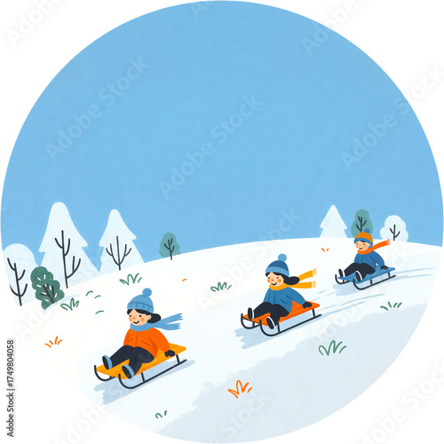 썰매 겨울 어린이