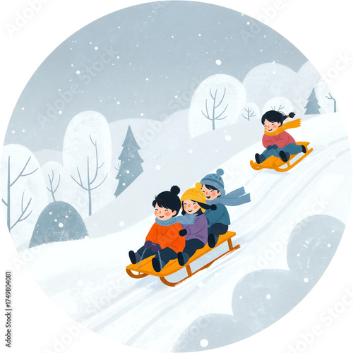 썰매 겨울 어린이