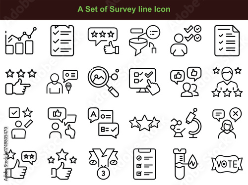 Survey and Feedback Line Icons Set review rating