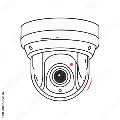 A sleek, modern dome security camera illustration, symbolizing advanced surveillance technology and robust protection for homes and businesses.