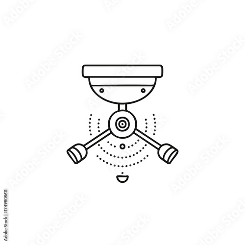This minimalist line art icon depicts a modern weather station anemometer, precisely measuring wind speed for accurate meteorological data collection and environmental analysis.