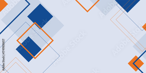 Modern abstract minimalist background with blue and orange geometric square shapes. Clean gradient vector design for business banners, presentations, posters, brochures,and digital creative templates.