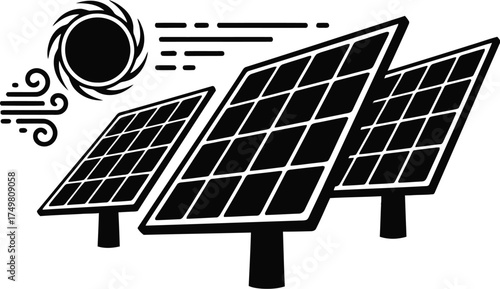 Solar Panel Array Silhouette - Renewable Energy Icon